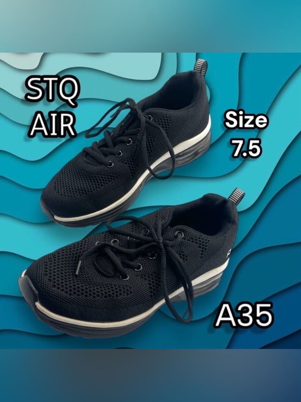 STQ Air Women's Air Cushion Running Shoes A35 All Black Size 7.5